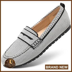 Knitted Penny Loafers Slip On Flats Comfortable Work Walking Shoes